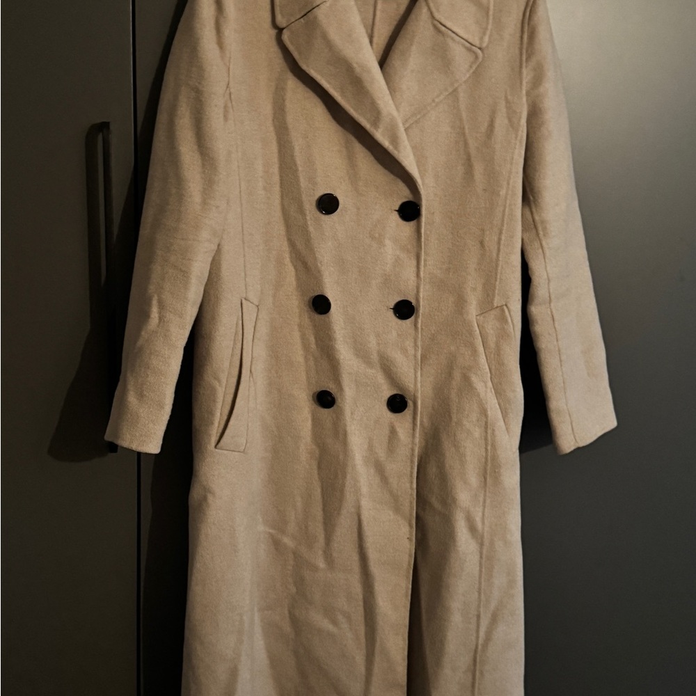 Zara Beige Double-Breasted Trench Coat